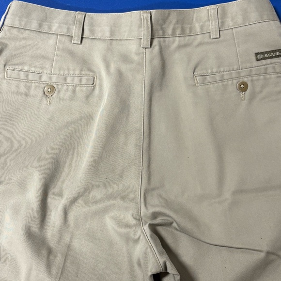 Savane Mens Khaki Chino Pants Teflon Cotton Straight Leg Size 34x30 Flat Front - Picture 8 of 9